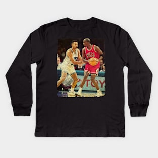 Michael Jordan vs Dell Curry Kids Long Sleeve T-Shirt